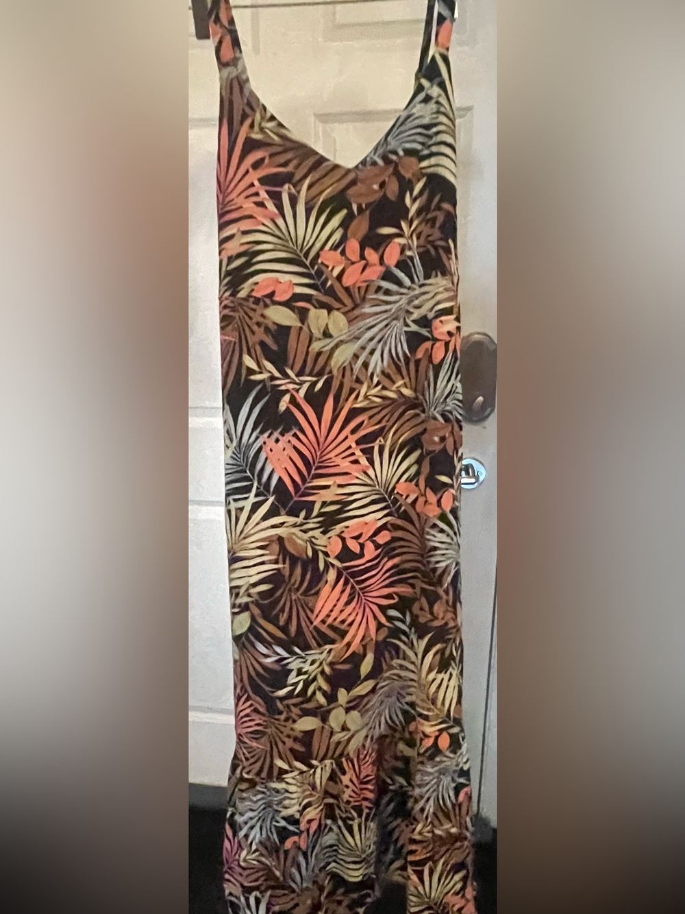 NWT Tropical Slip Maxi Dress - Brown, Coral & Cream